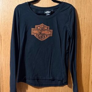Harley-Davidson Black Long-Sleeve Tee with Orange Logo